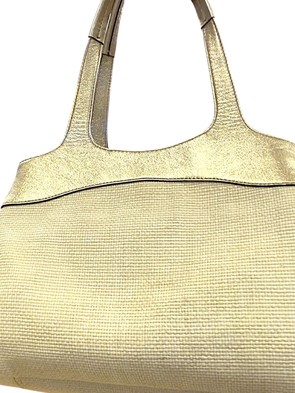Coach Butterfly Appliqué Straw Tote Shoulder Bag and Wristlet Gold & Cream