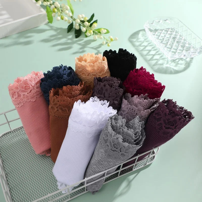 5PCS/Set Women Cotton Panties Sexy Lace Low Waist Briefs Stretch Comfortable Ladies Underwear Soft Breathable Intimate Lingerie
