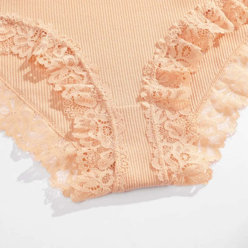 5PCS/Set Women Cotton Panties Sexy Lace Low Waist Briefs Stretch Comfortable Ladies Underwear Soft Breathable Intimate Lingerie