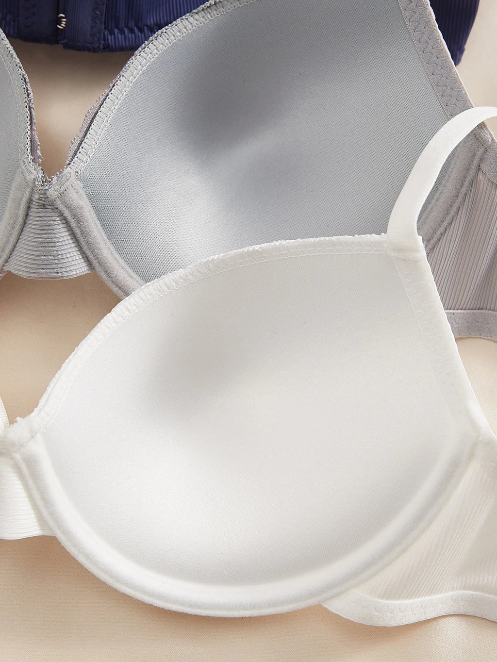 4Pcs Daily Lace Trim Women's Underwear Set Rib Knit Push up Underwire Bra Airy & Stylish Women's Bra