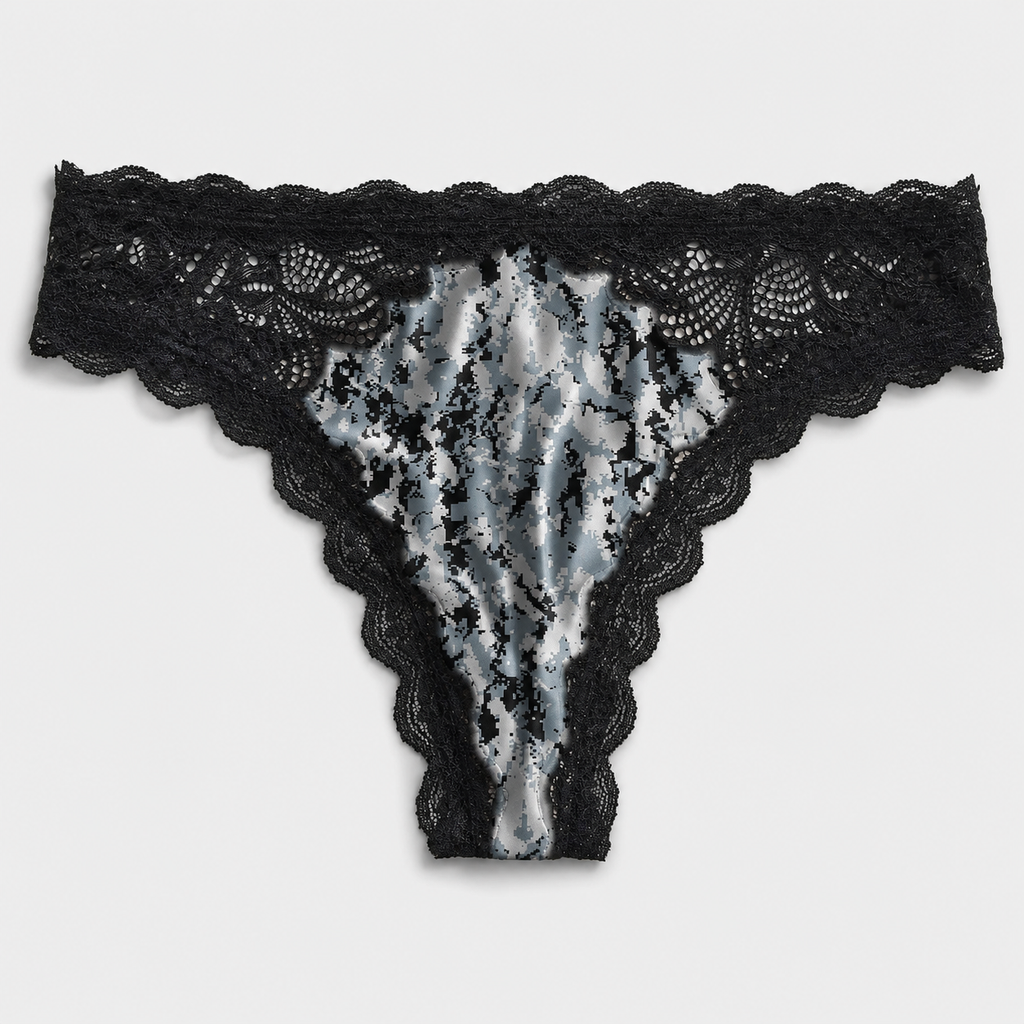 Women's Camo Lace Thong - Envision Black Hunting Underwear - Wilderness Dreams