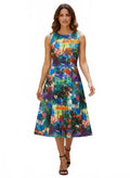 Betsey Johnson Colorful Abstract Print Midi Dress Size 4