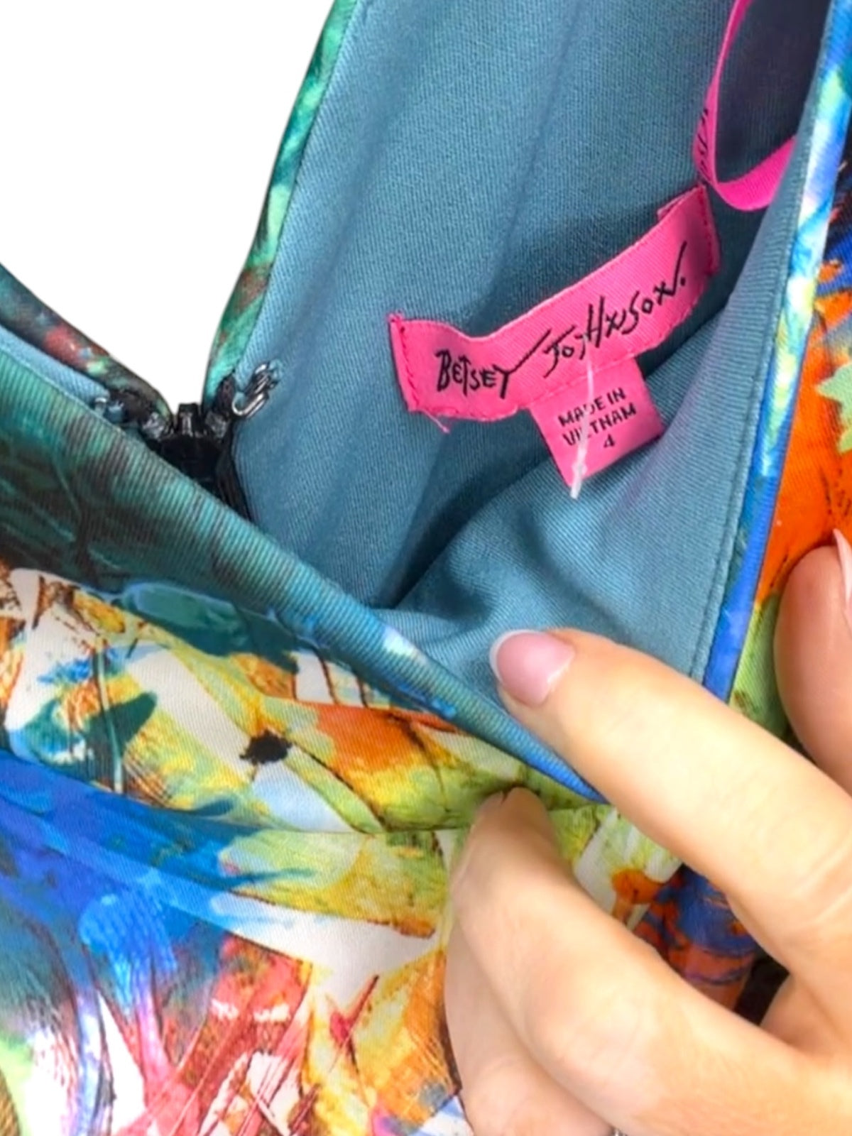 Betsey Johnson Colorful Abstract Print Midi Dress Size 4