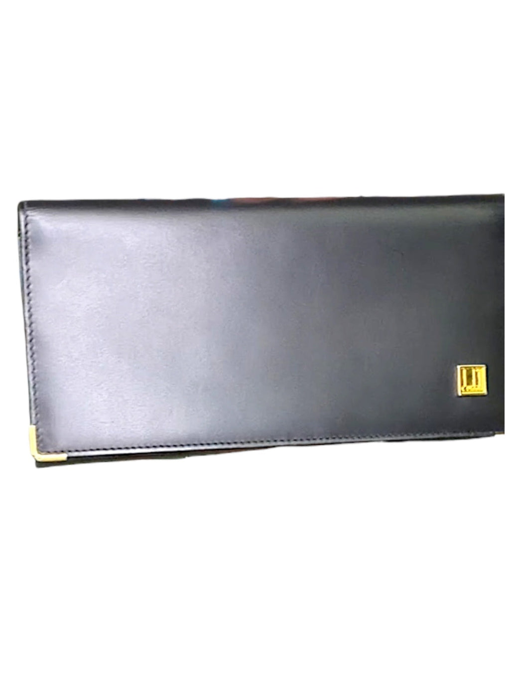 Dunhill Black Leather Long Wallet with Gold Accents - Minimalist Luxury Design