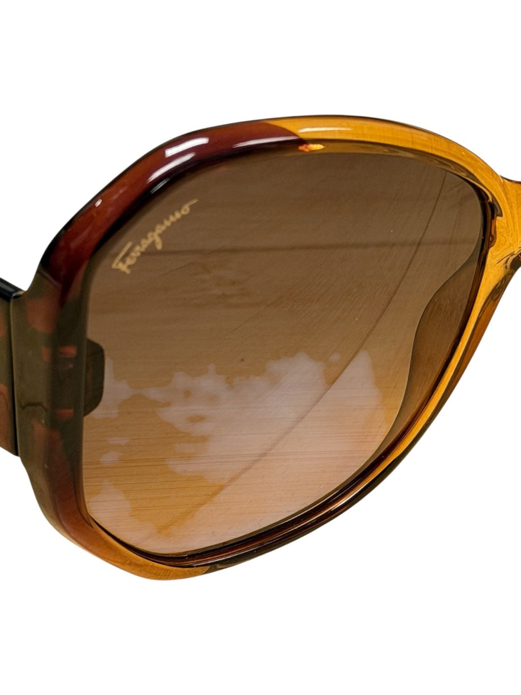 Ferragamo Brown Gradient Lens Sunglasses with Gold Logo Detail