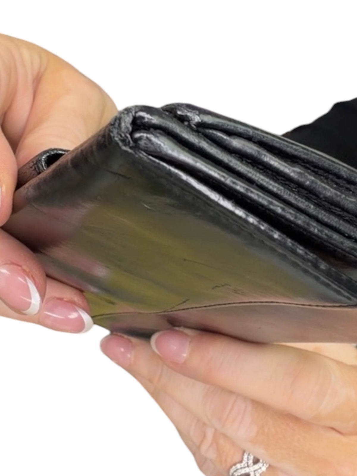 Bvlgari Black Leather Continental Wallet Long Bifold Snap Closure Wallet