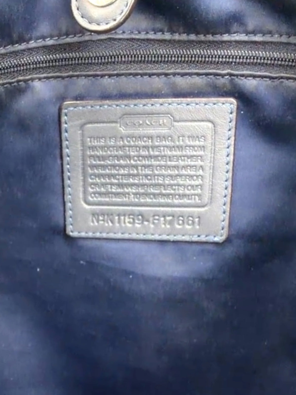 Coach Ashley Embossed Crocodile Leather Tote Shoulder Bag Metallic Pewter Gray