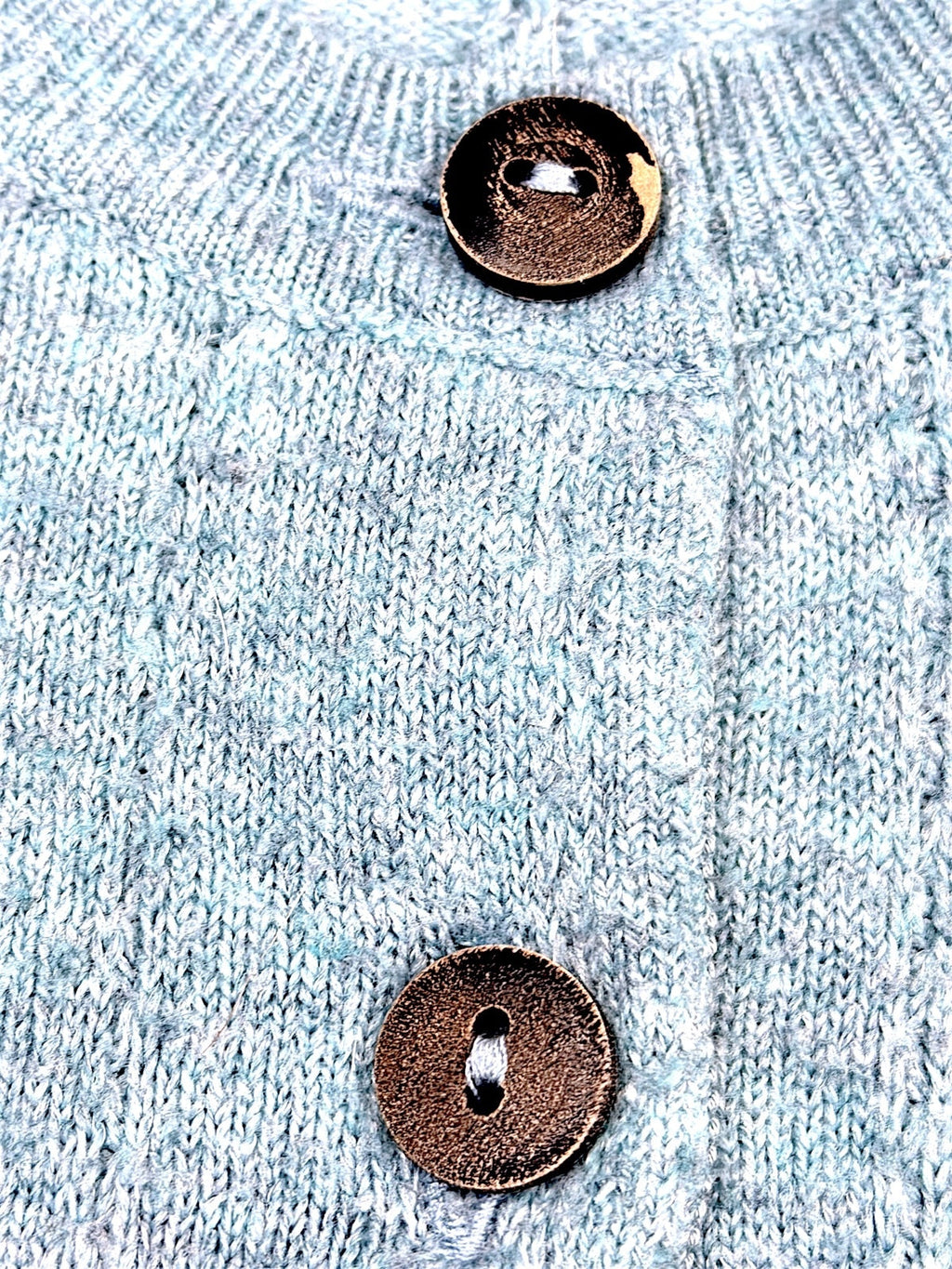 Free People Light Blue Green Knit Button-Up Cardigan Sweater