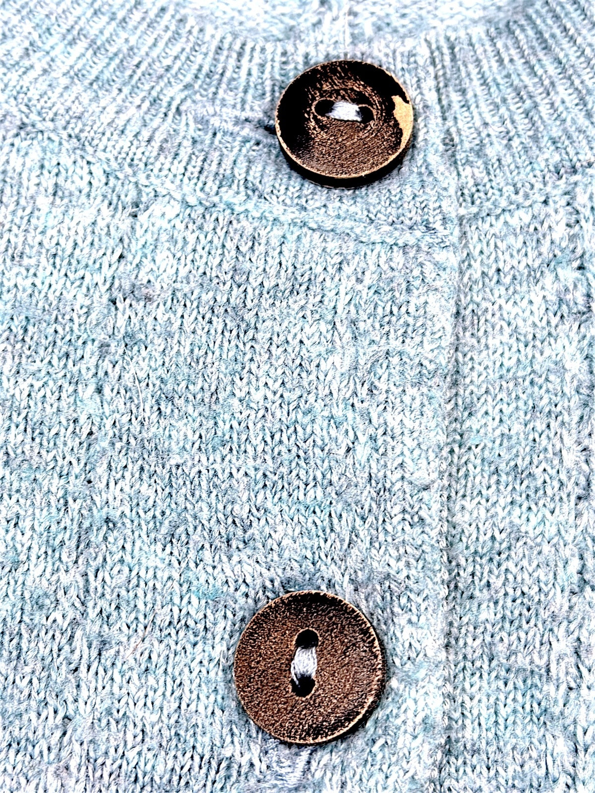 Free People Light Blue Green Knit Button-Up Cardigan Sweater