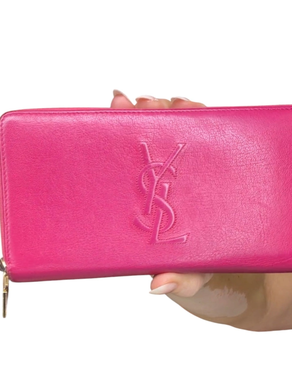 Saint Laurent Pink Leather Zip-Around Wallet