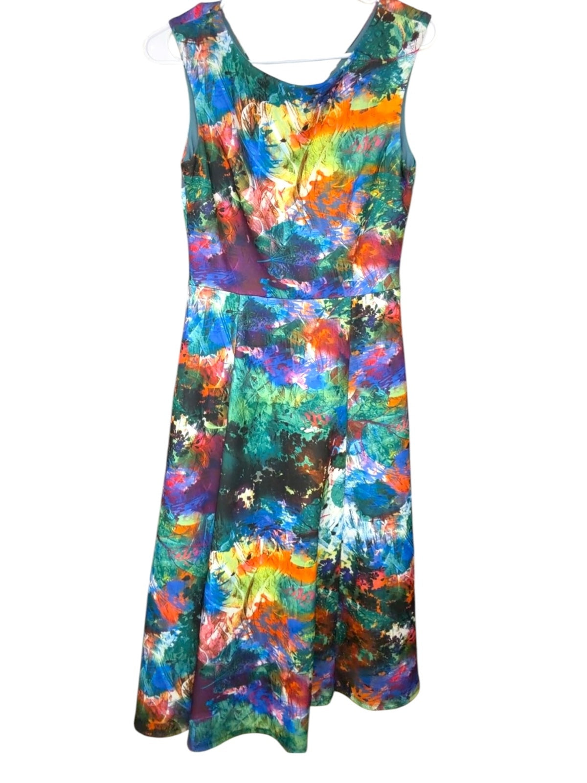 Betsey Johnson Colorful Abstract Print Midi Dress Size 4