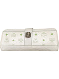 MCM White and Green Leather Clutch Bag