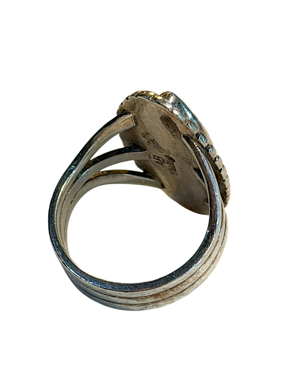 Vintage Native American White Buffalo Turquoise Sterling Silver Marquise Ring
