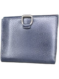 Gucci Vintage Navy Blue Leather Trifold Wallet Silver Hardware Made in Italy
