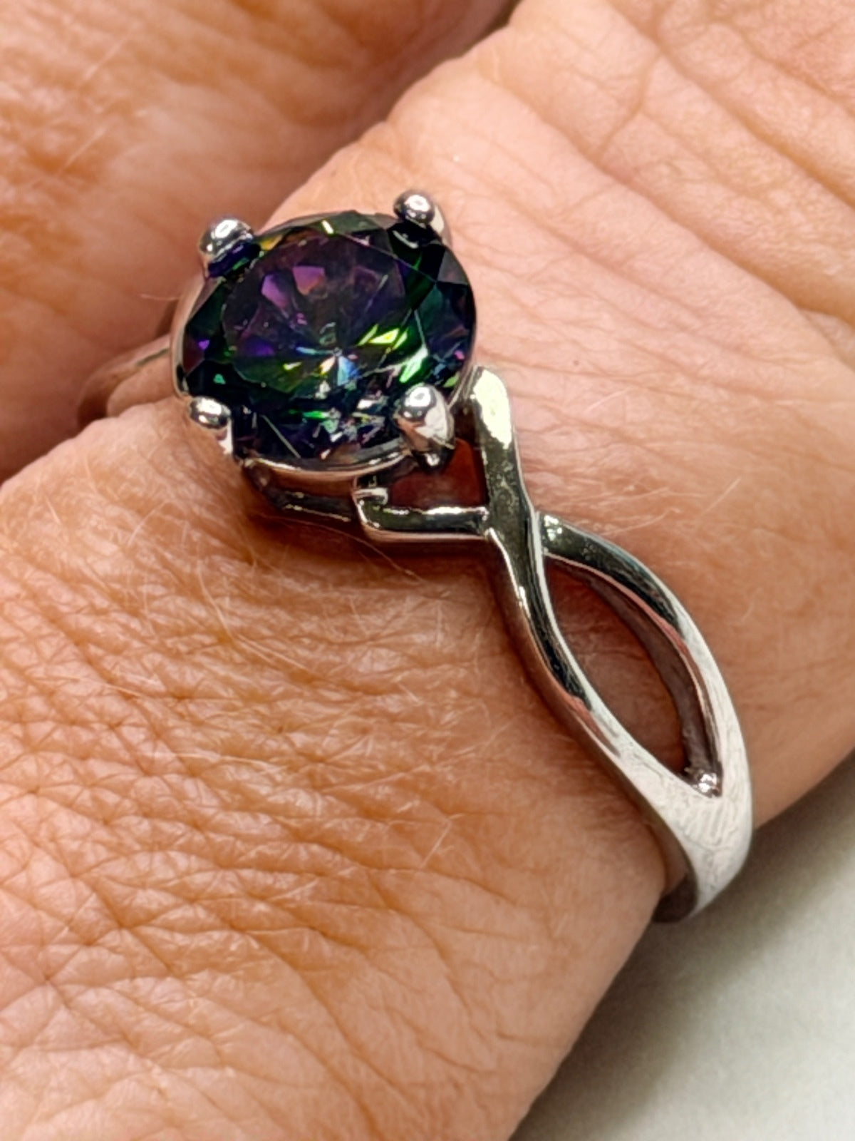 Sterling Silver Ring with Mystic Topaz Stone
