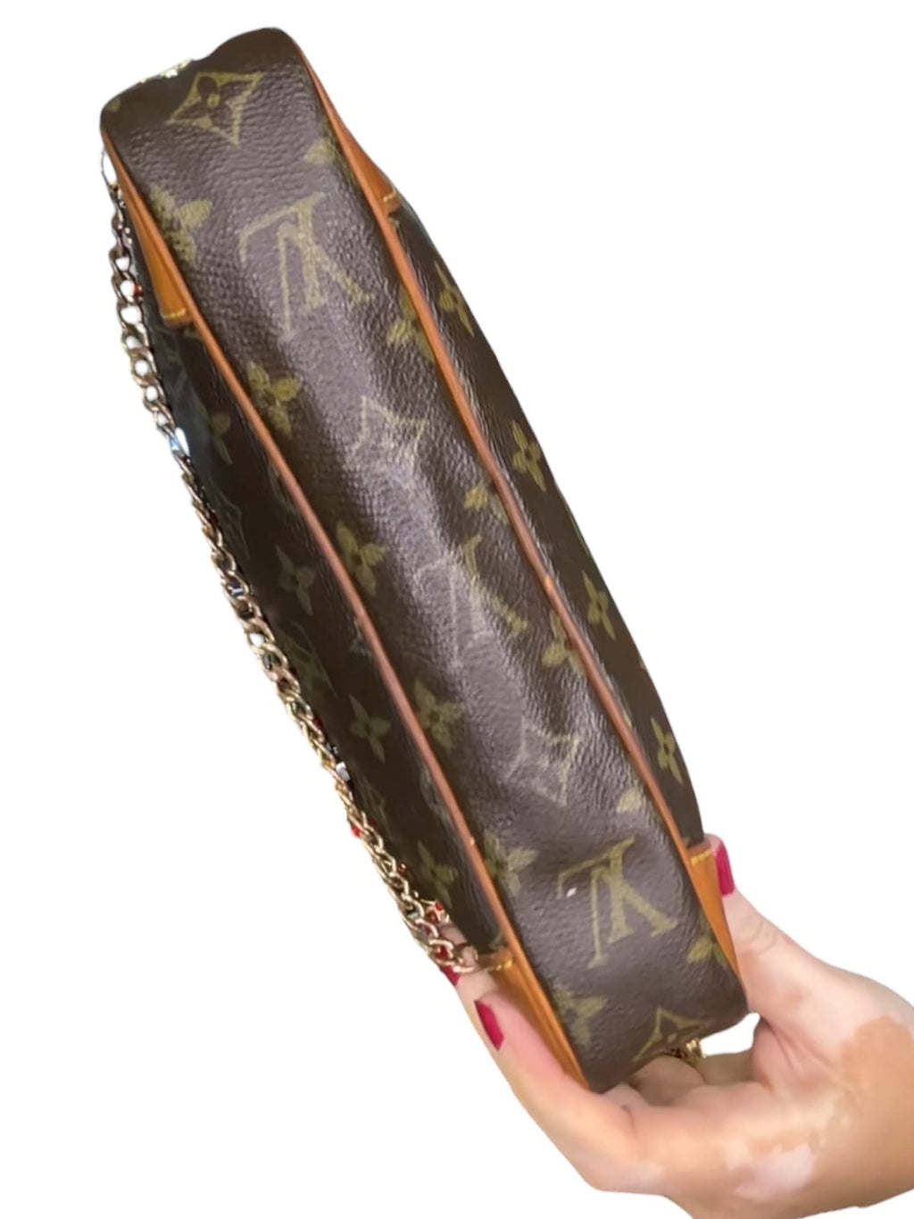 Louis Vuitton Monogram Canvas Crossbody Bag with Gold Chain
