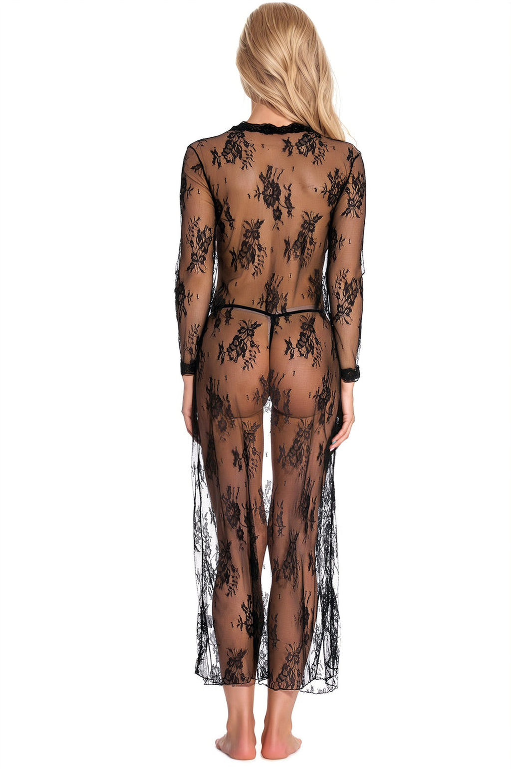 Long Floral Lace Robe