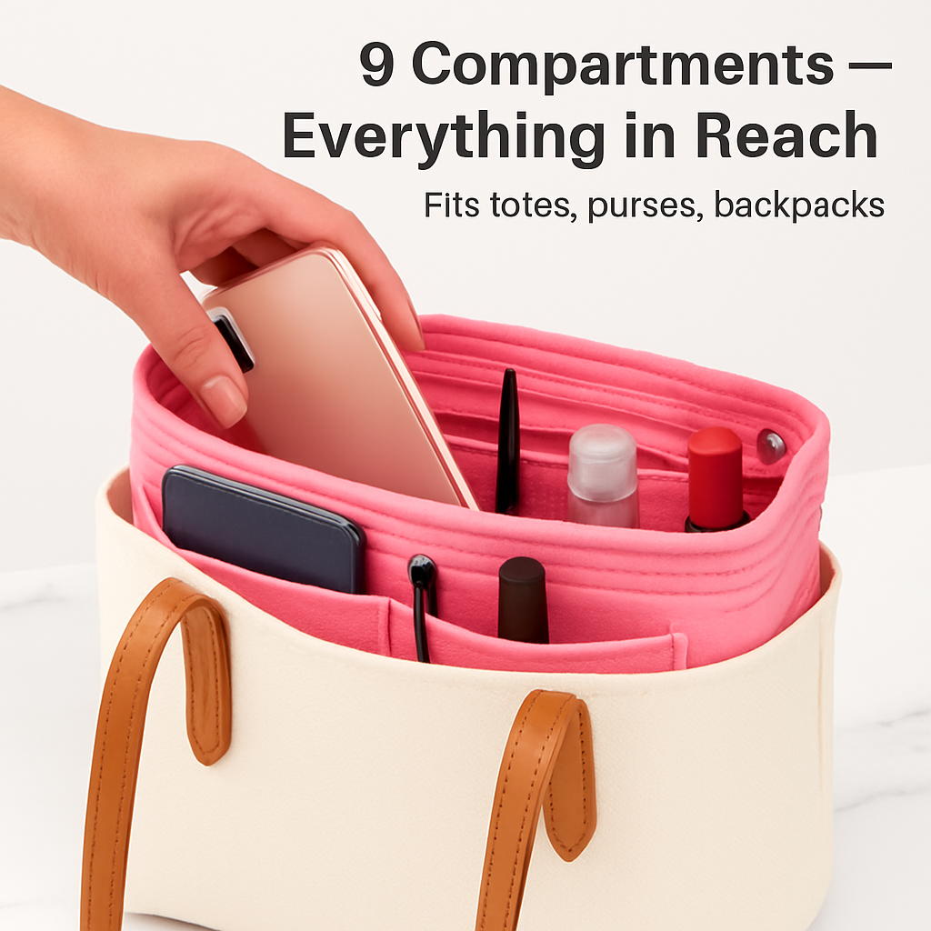 Felt Handbag Insert Organizer for Purses and Totes