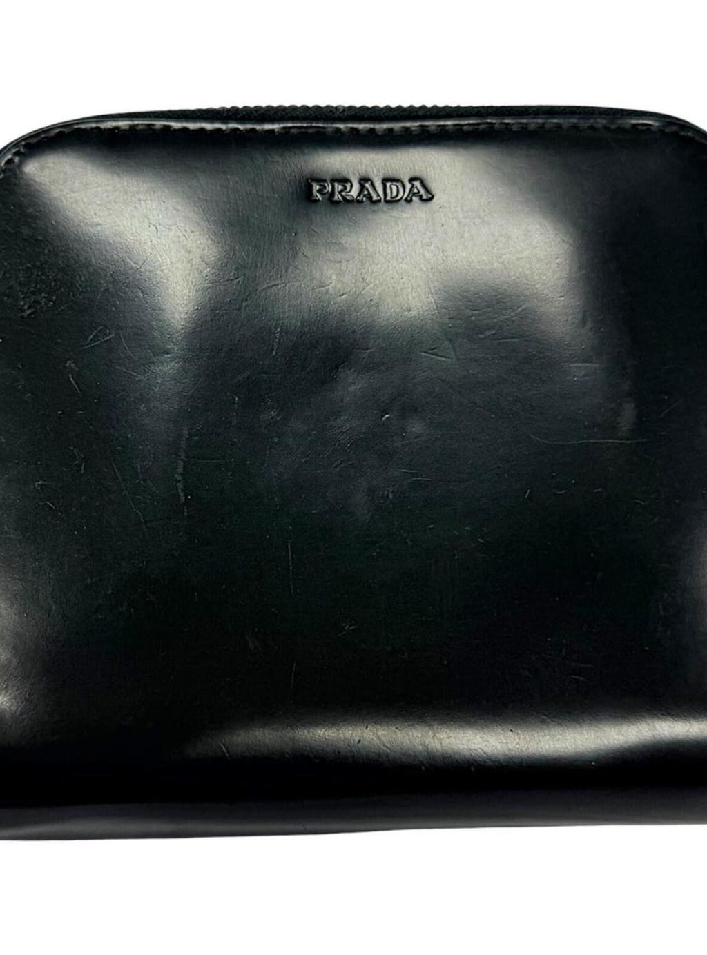Prada Black Leather Zip-Around Bifold Wallet